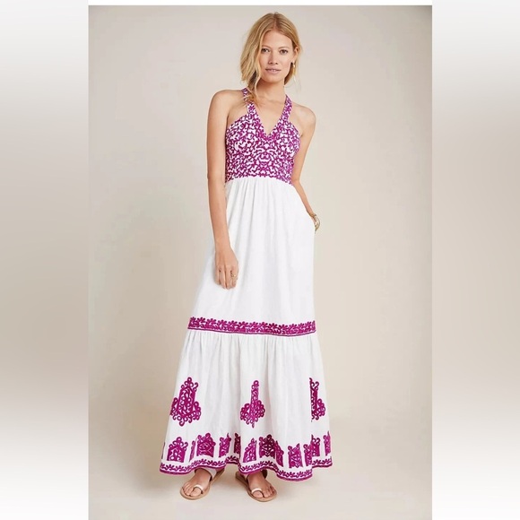 Anthropologie Dresses & Skirts - Anthropologie White and purple Maxi Dress